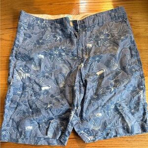 Tommy Bahama Men’s Blue Tropical Print Shorts size 36, Linen Blend EUC